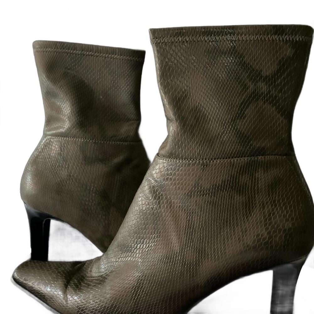 Dark Olive Snakeskin Pattern & Texture Boots